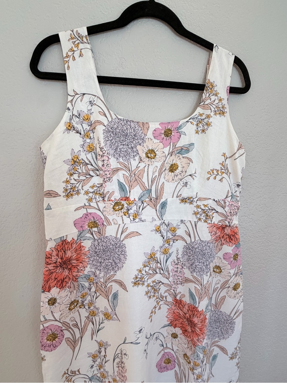 Ann Taylor Floral Linen Blend Smocked Midi Dress | Size 8P - Picture 2 of 8